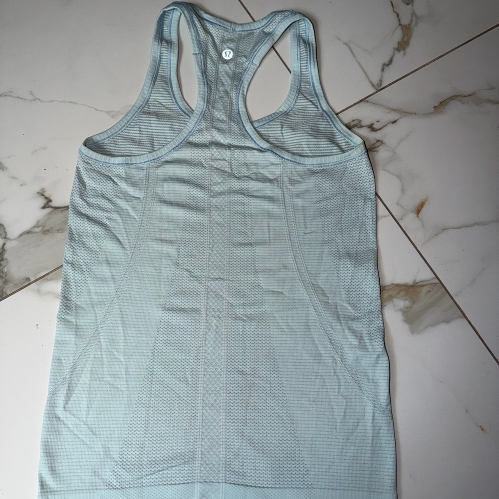 lululemon athletica Pale Blue Racerback Mesh-Panel Tank